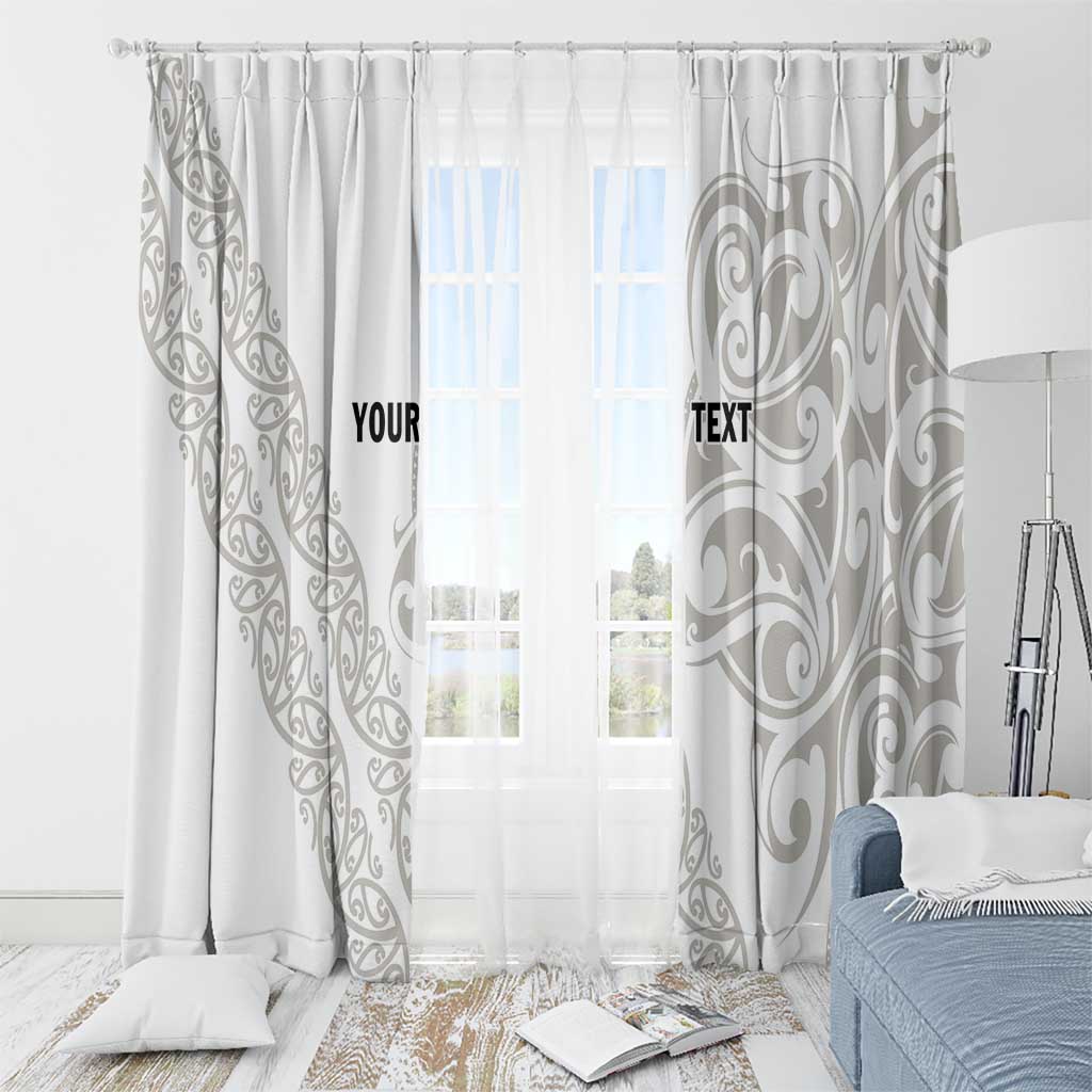 All White Maori Tribal Tattoo Personalised Window Curtain Stone Gray Polynesian Style - Polynesian Pride