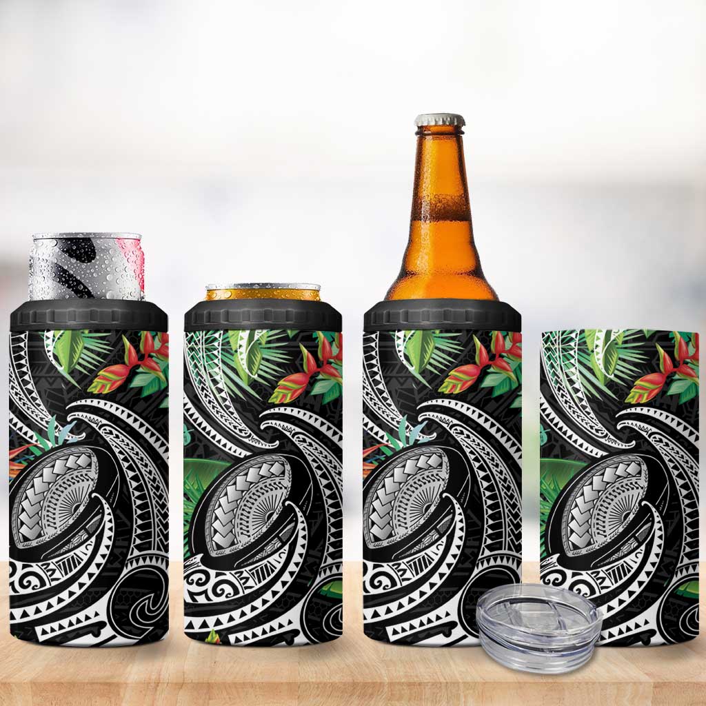 Polynesian Pacific Rugby Tribal 4 in 1 Can Cooler Tumbler Tropical Vibe
