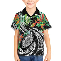 Polynesian Pacific Rugby Tribal Family Matching Off Shoulder Maxi Dress and Hawaiian Shirt Tropical Vibe LT9 Son's Shirt Black - Polynesian Pride