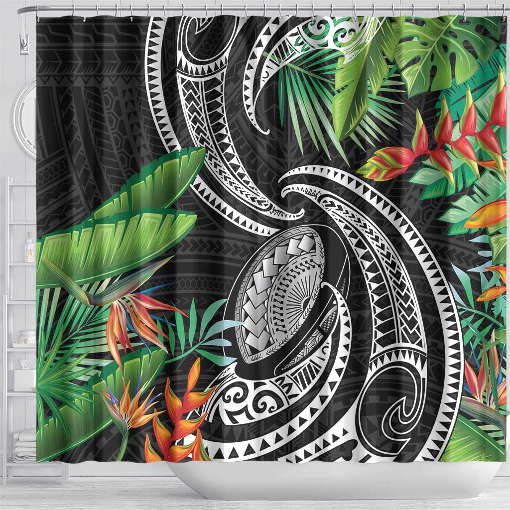 Polynesian Pacific Rugby Tribal Shower Curtain Tropical Vibe