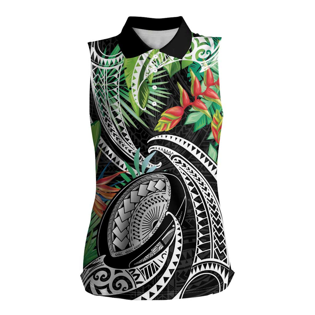 Polynesian Pacific Rugby Tribal Women Sleeveless Polo Shirt Tropical Vibe