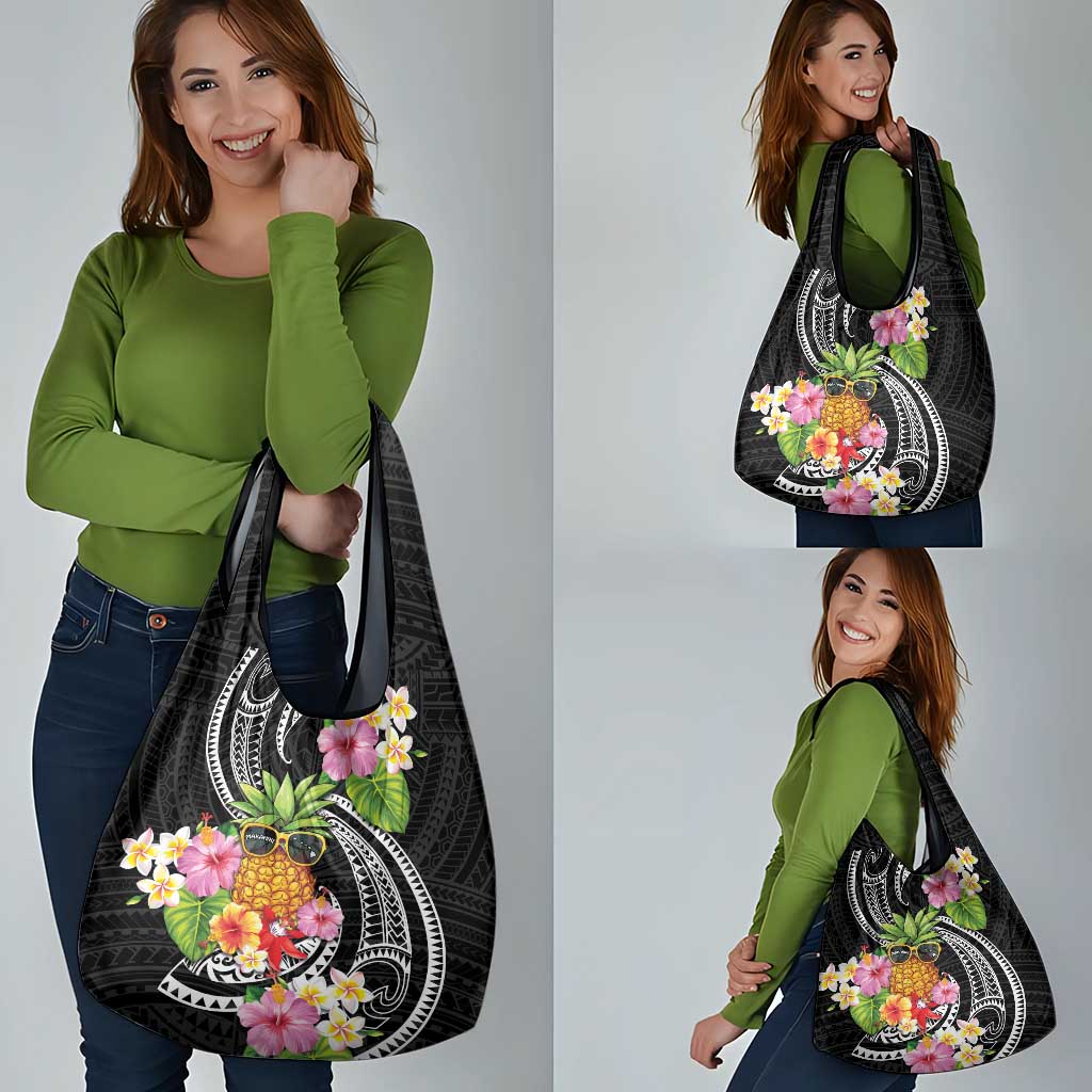 Hau'oli Makahiki Hou Grocery Bag Aloha Pineapple Tropical Vibe