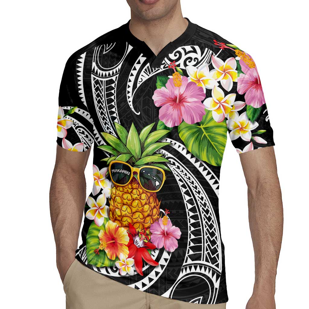 Hau'oli Makahiki Hou Rugby Jersey Aloha Pineapple Tropical Vibe