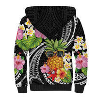 Hau'oli Makahiki Hou Sherpa Hoodie Aloha Pineapple Tropical Vibe