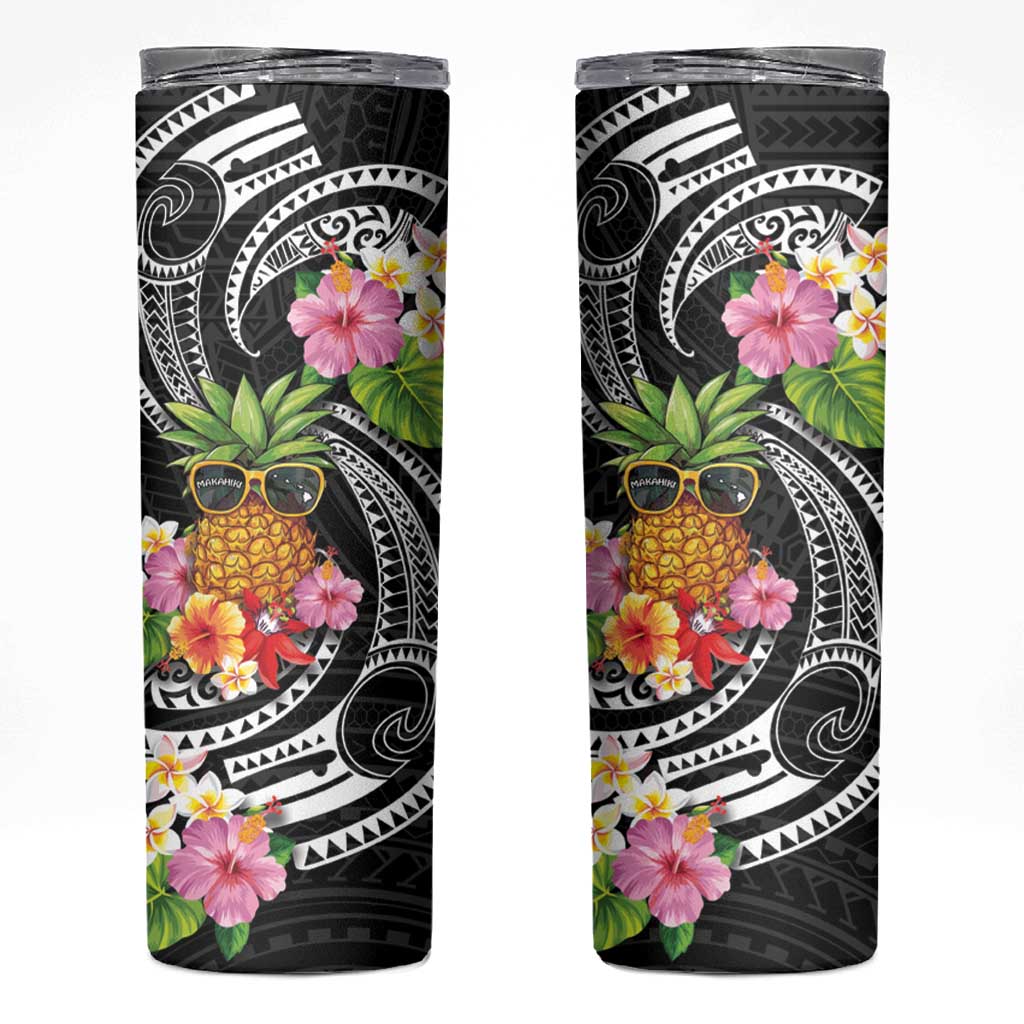 Hau'oli Makahiki Hou Skinny Tumbler Aloha Pineapple Tropical Vibe