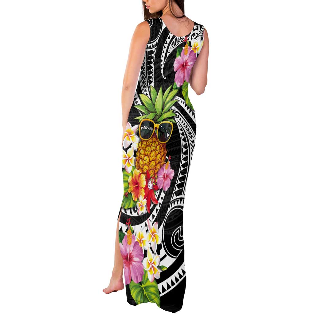 Hau'oli Makahiki Hou Tank Maxi Dress Aloha Pineapple Tropical Vibe