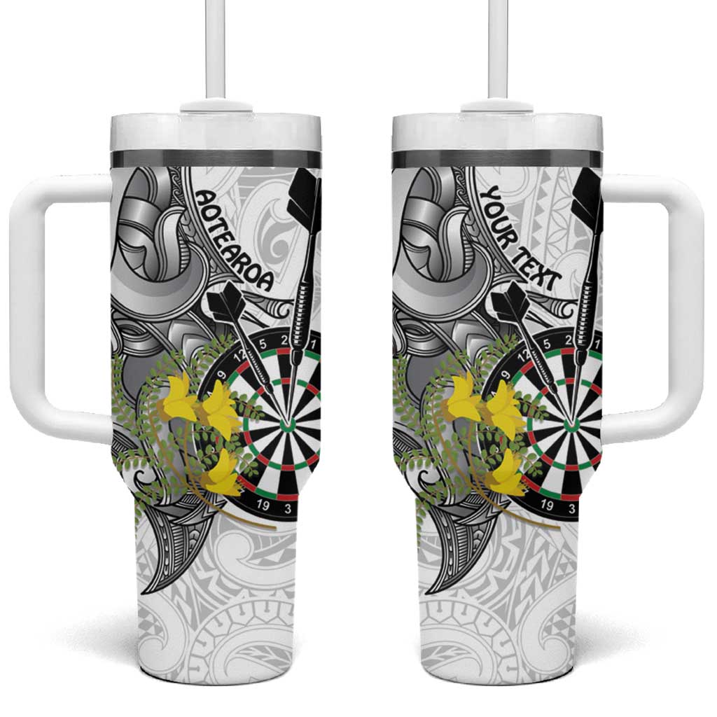 Personalised New Zealand Darts Tumbler With Handle Kowhai Floral with Maori Tattoo