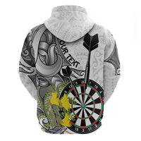 Personalised New Zealand Darts Zip Hoodie Kowhai Floral with Maori Tattoo LT9 - Polynesian Pride