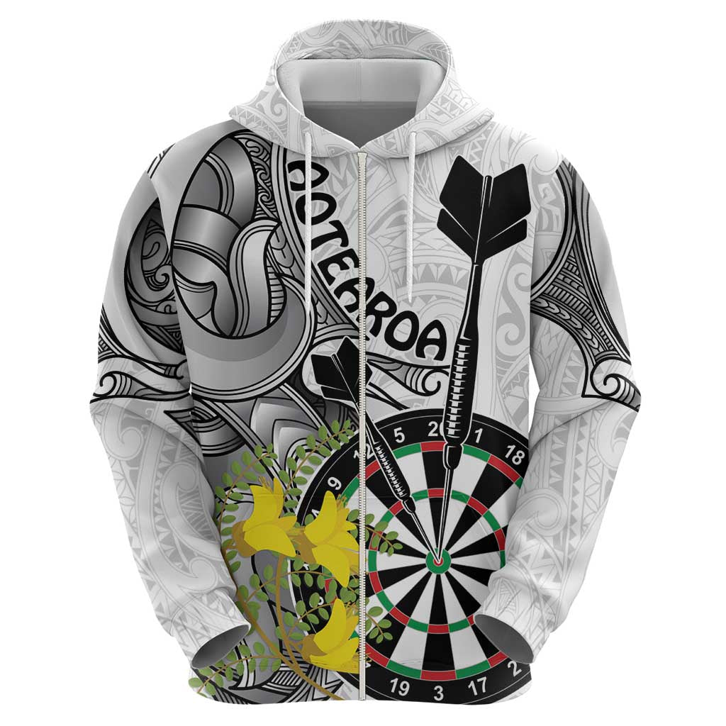Personalised New Zealand Darts Zip Hoodie Kowhai Floral with Maori Tattoo LT9 - Polynesian Pride