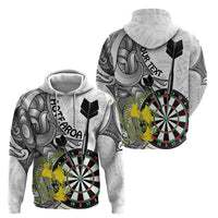 Personalised New Zealand Darts Zip Hoodie Kowhai Floral with Maori Tattoo LT9 - Polynesian Pride
