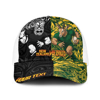 Personalised New Zealand vs South Africa Baseball Net Cap Rugby Rivalry Two Nations One Battle LT9 One Size White Multicolor - Polynesian Pride