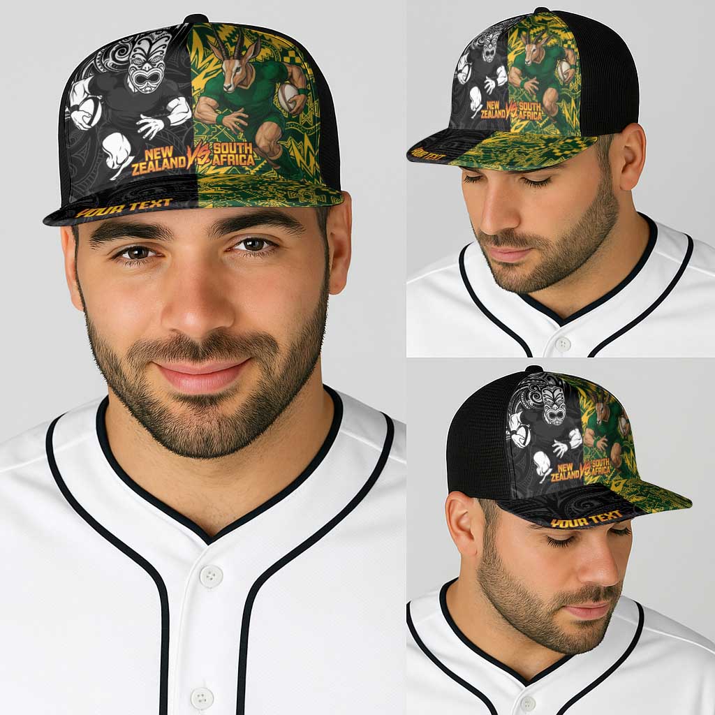 Personalised New Zealand vs South Africa Baseball Net Cap Rugby Rivalry Two Nations One Battle LT9 - Polynesian Pride