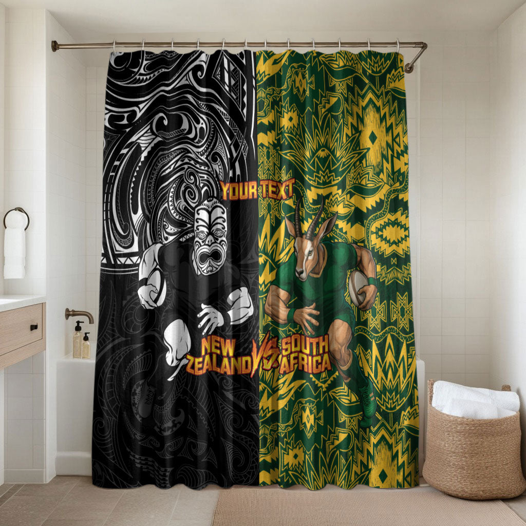 Custom New Zealand vs South Africa Bathroom Set Rugby Rivalry Two Nations One Battle LT9 Shower Curtain Only Multicolor - Polynesian Pride