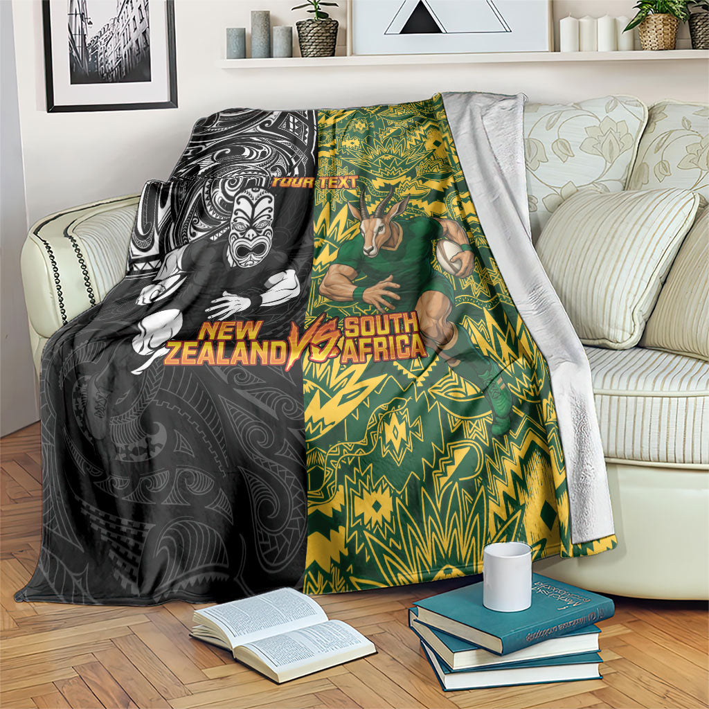 Custom New Zealand vs South Africa Blanket Rugby Rivalry Two Nations One Battle LT9 Multicolor - Polynesian Pride