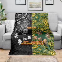 Custom New Zealand vs South Africa Blanket Rugby Rivalry Two Nations One Battle