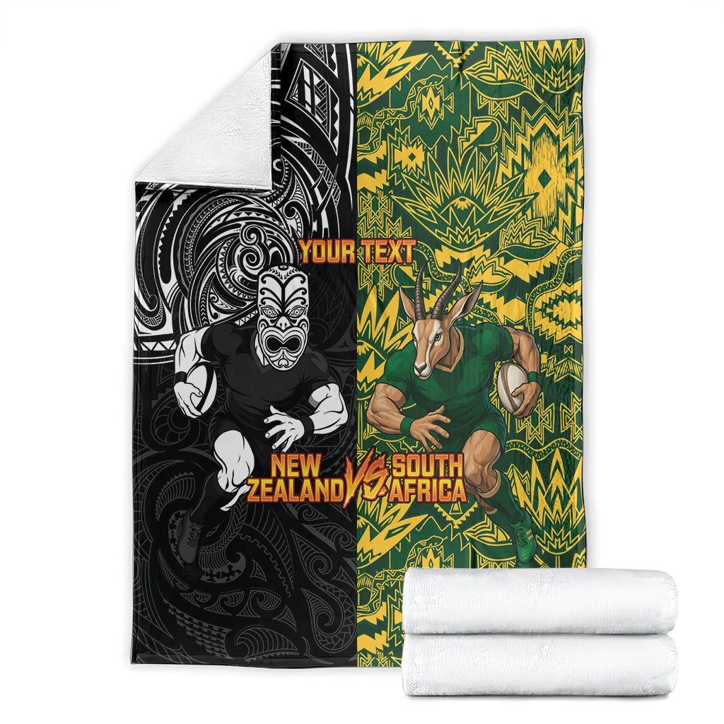 Custom New Zealand vs South Africa Blanket Rugby Rivalry Two Nations One Battle