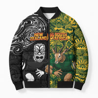 Custom New Zealand vs South Africa Bomber Puffer Jacket Rugby Rivalry Two Nations One Battle LT9 Unisex Multicolor - Polynesian Pride