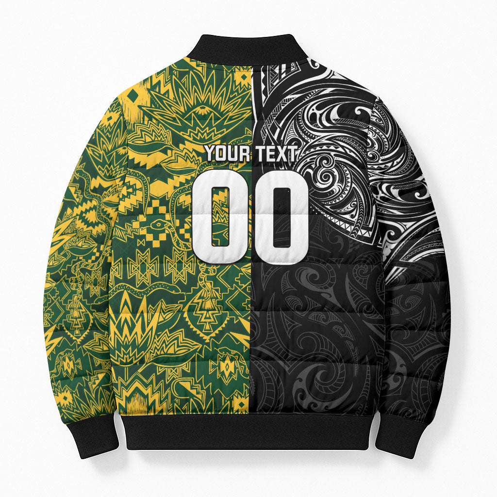 Custom New Zealand vs South Africa Bomber Puffer Jacket Rugby Rivalry Two Nations One Battle LT9 - Polynesian Pride