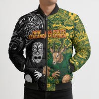 Custom New Zealand vs South Africa Bomber Puffer Jacket Rugby Rivalry Two Nations One Battle LT9 - Polynesian Pride