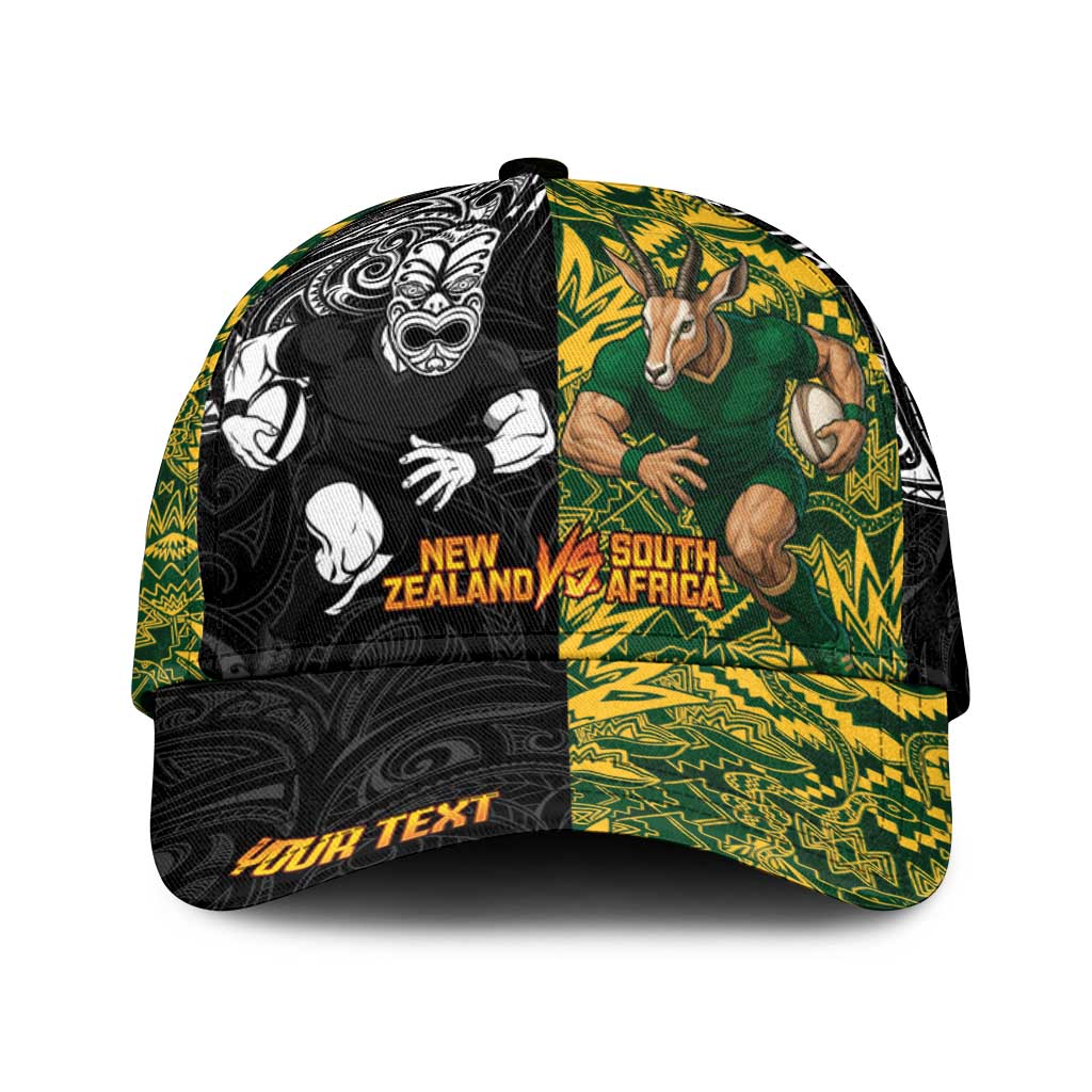 Personalised New Zealand vs South Africa Classic Cap Rugby Rivalry Two Nations One Battle LT9 Universal Fit Multicolor - Polynesian Pride