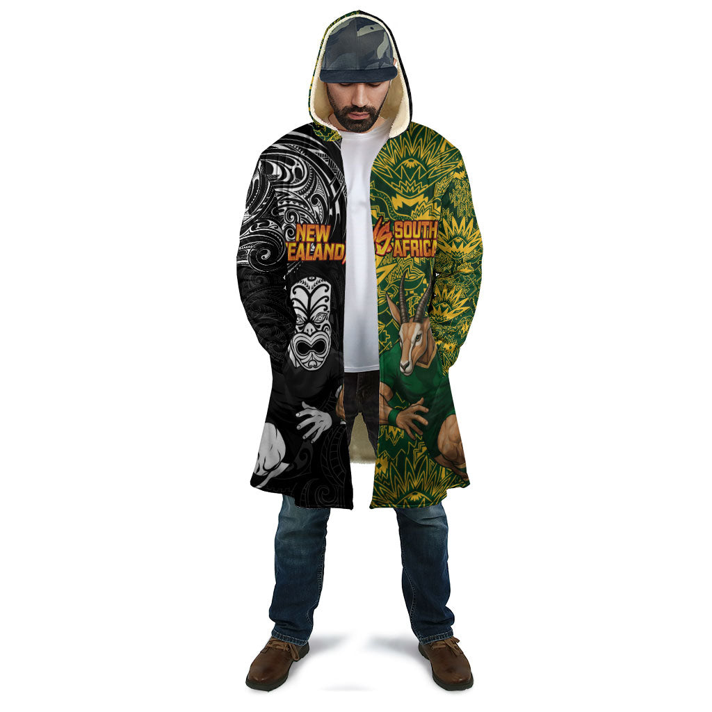 Custom New Zealand vs South Africa Cloak Rugby Rivalry Two Nations One Battle LT9 - Polynesian Pride
