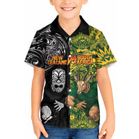 Custom New Zealand vs South Africa Kid Hawaiian Shirt Rugby Rivalry Two Nations One Battle