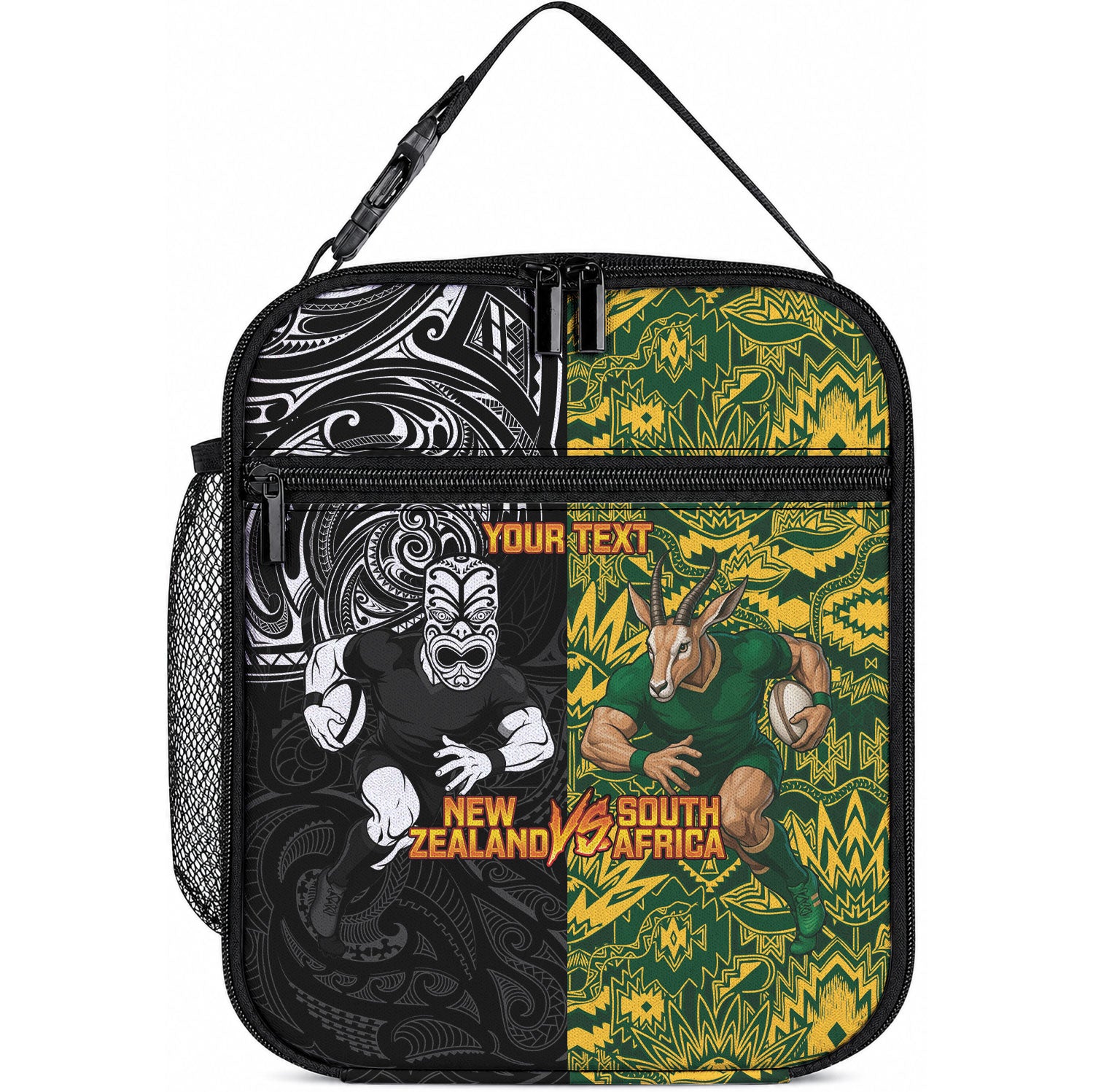 Custom New Zealand vs South Africa Lunch Bag Rugby Rivalry Two Nations One Battle LT9 10.2 × 8.3 × 4.3 inch Multicolor - Polynesian Pride