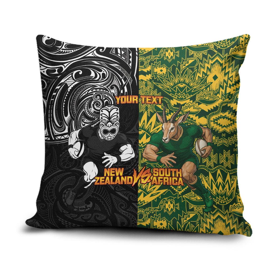 Custom New Zealand vs South Africa Pillow Cover Rugby Rivalry Two Nations One Battle LT9 Multicolor - Polynesian Pride