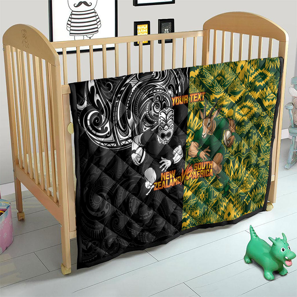 Custom New Zealand vs South Africa Quilt Rugby Rivalry Two Nations One Battle