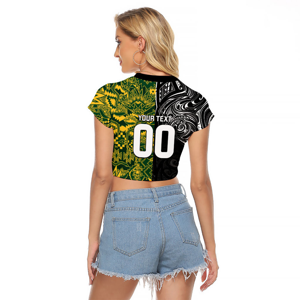 Custom New Zealand vs South Africa Raglan Cropped T Shirt Rugby Rivalry Two Nations One Battle