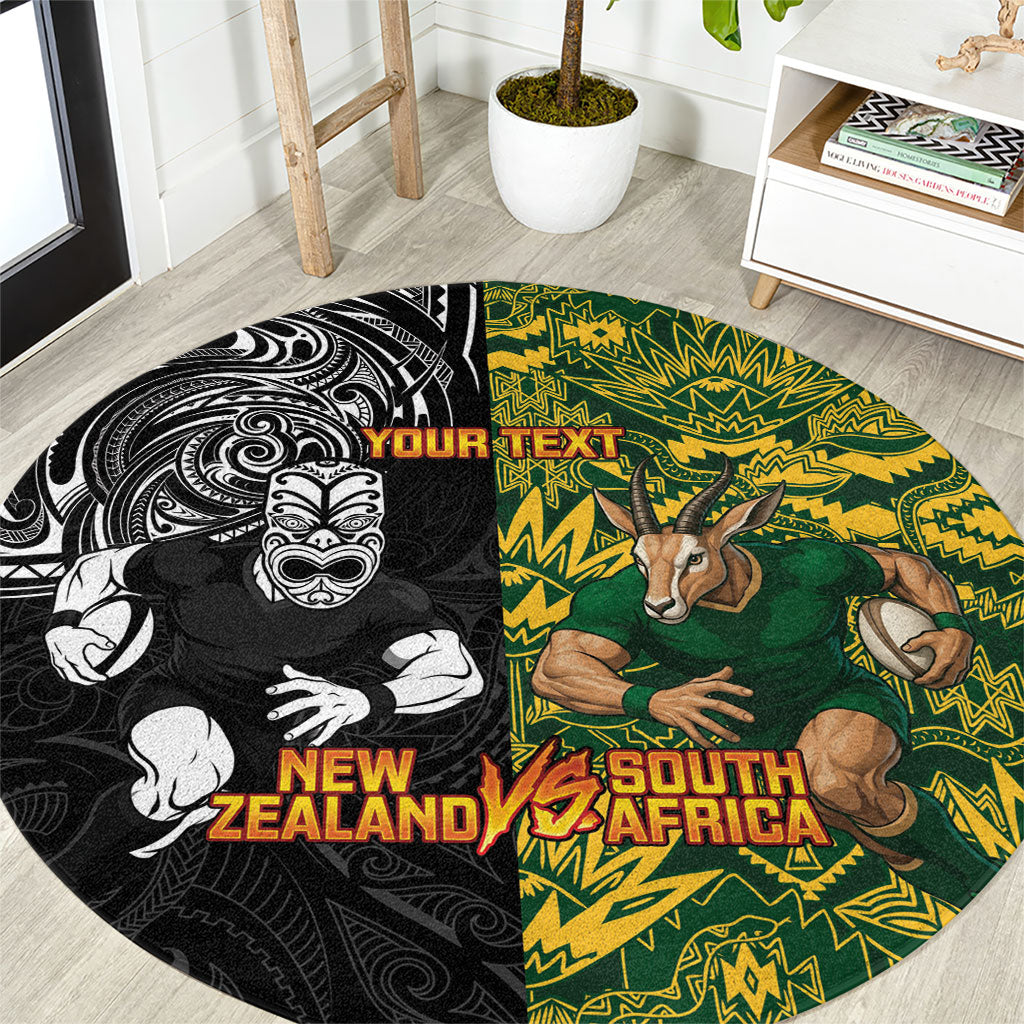 Custom New Zealand vs South Africa Round Carpet Rugby Rivalry Two Nations One Battle LT9 Multicolor - Polynesian Pride