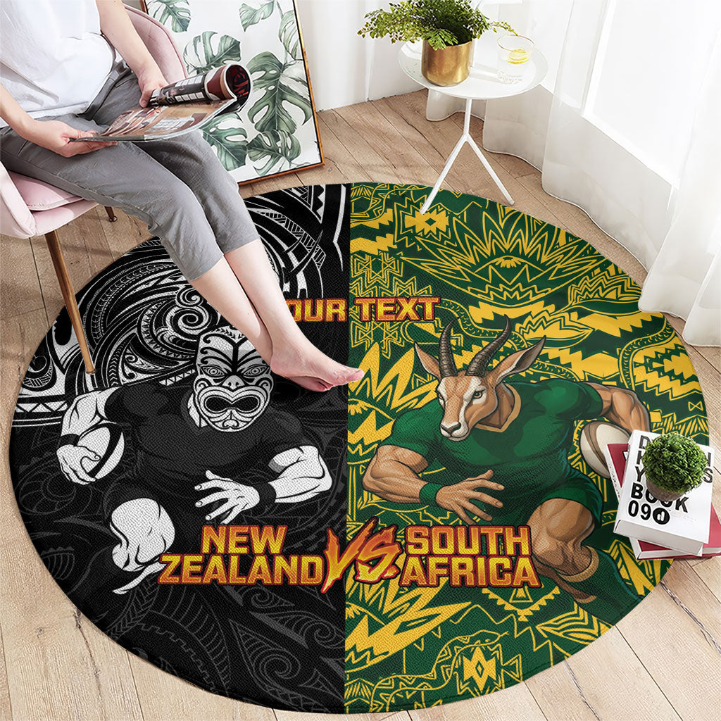 Custom New Zealand vs South Africa Round Carpet Rugby Rivalry Two Nations One Battle