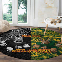 Custom New Zealand vs South Africa Round Carpet Rugby Rivalry Two Nations One Battle