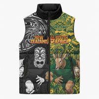 Custom New Zealand vs South Africa Sleeveless Puffer Jacket Rugby Rivalry Two Nations One Battle