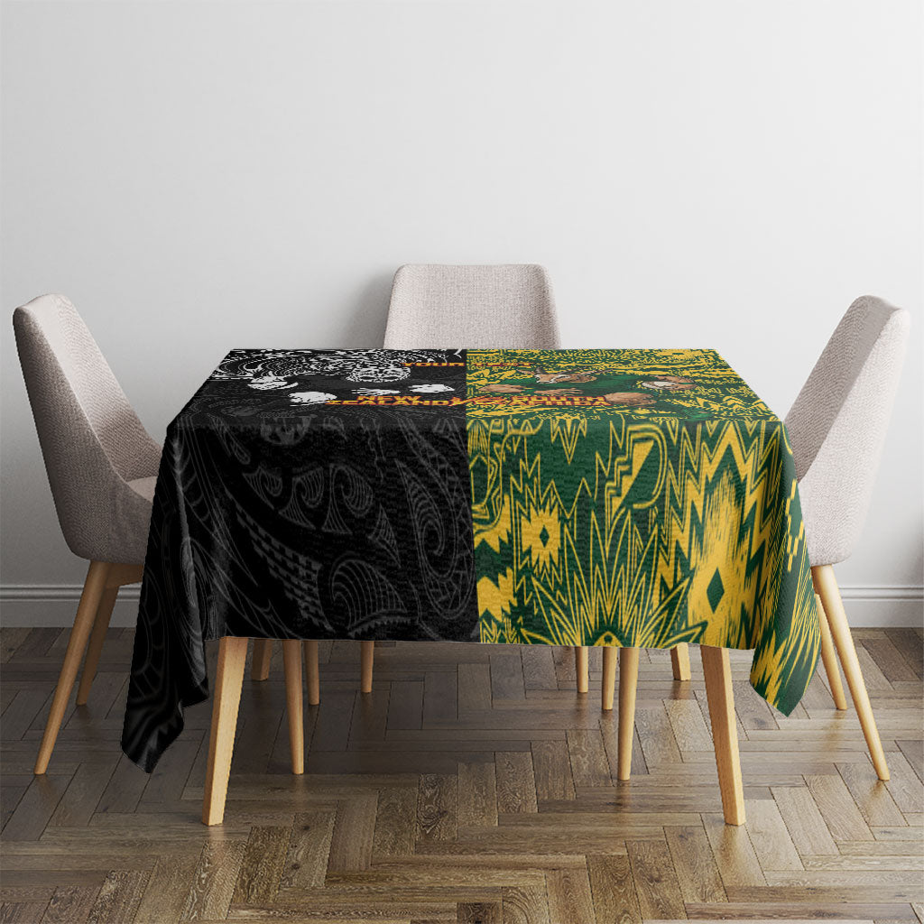 Custom New Zealand vs South Africa Tablecloth Rugby Rivalry Two Nations One Battle LT9 - Polynesian Pride