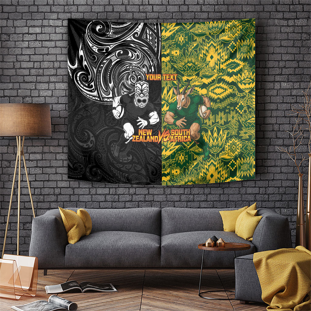 Custom New Zealand vs South Africa Tapestry Rugby Rivalry Two Nations One Battle LT9 Multicolor - Polynesian Pride