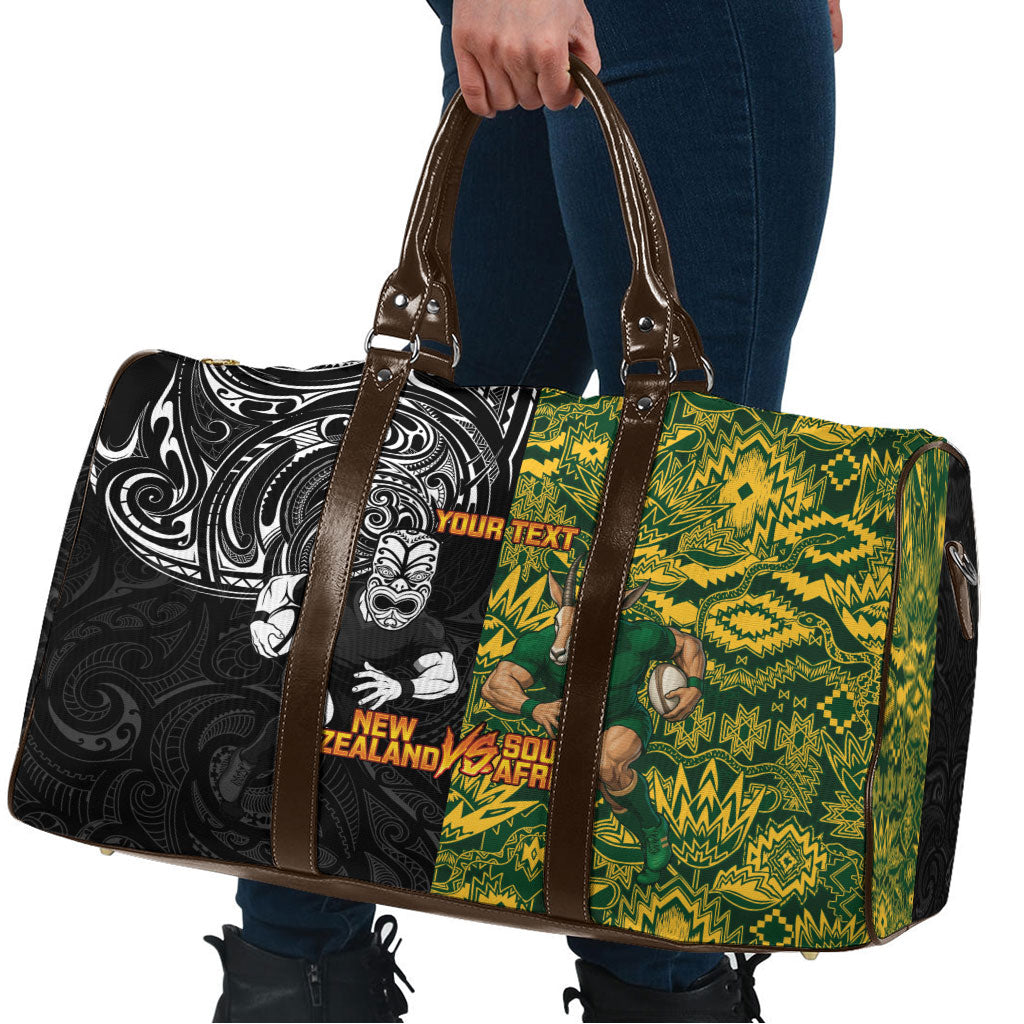 Custom New Zealand vs South Africa Travel Bag Rugby Rivalry Two Nations One Battle