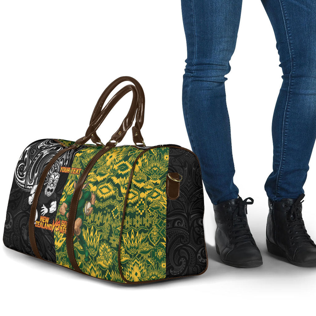 Custom New Zealand vs South Africa Travel Bag Rugby Rivalry Two Nations One Battle