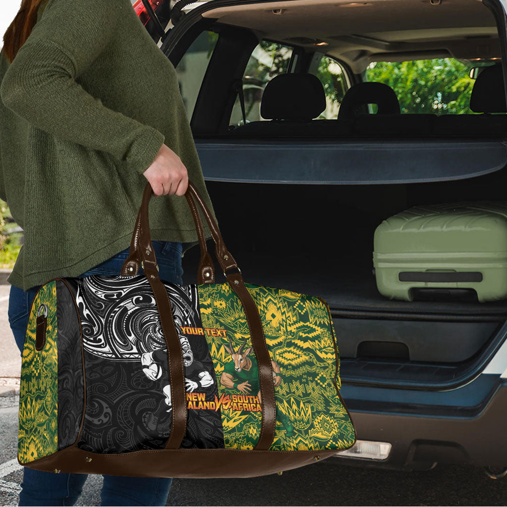 Custom New Zealand vs South Africa Travel Bag Rugby Rivalry Two Nations One Battle