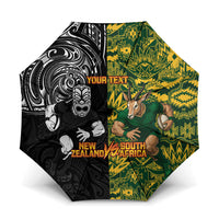 Custom New Zealand vs South Africa Umbrella Rugby Rivalry Two Nations One Battle LT9 One Size Folded 11.42 inch Opened Diameter 37.4 inch Multicolor - Polynesian Pride