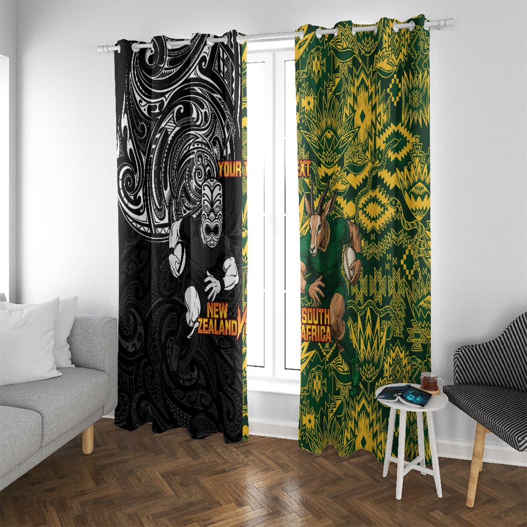 Custom New Zealand vs South Africa Window Curtain Rugby Rivalry Two Nations One Battle