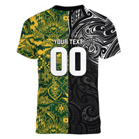 Custom New Zealand vs South Africa Women V-Neck T-Shirt Rugby Rivalry Two Nations One Battle