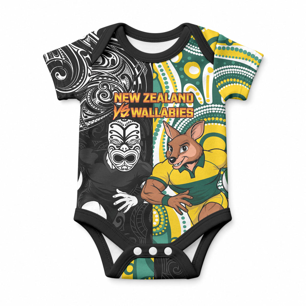 Custom Australia vs New Zealand Baby Onesie Rugby Rivalry Two Nations One Battle