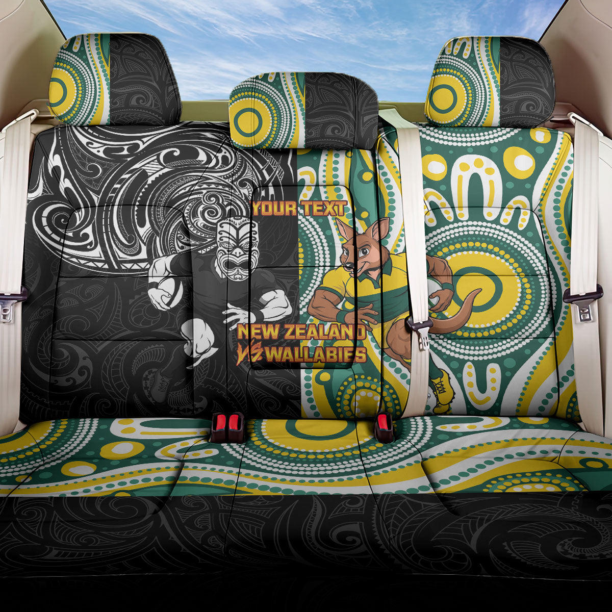 Custom Australia vs New Zealand Back Car Seat Cover Rugby Rivalry Two Nations One Battle LT9 One Size Multicolor - Polynesian Pride
