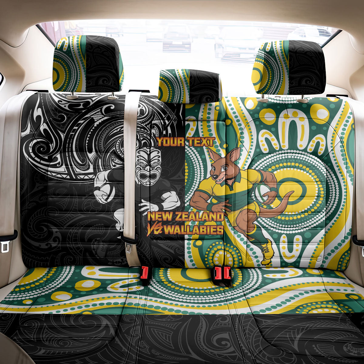 Custom Australia vs New Zealand Back Car Seat Cover Rugby Rivalry Two Nations One Battle LT9 - Polynesian Pride