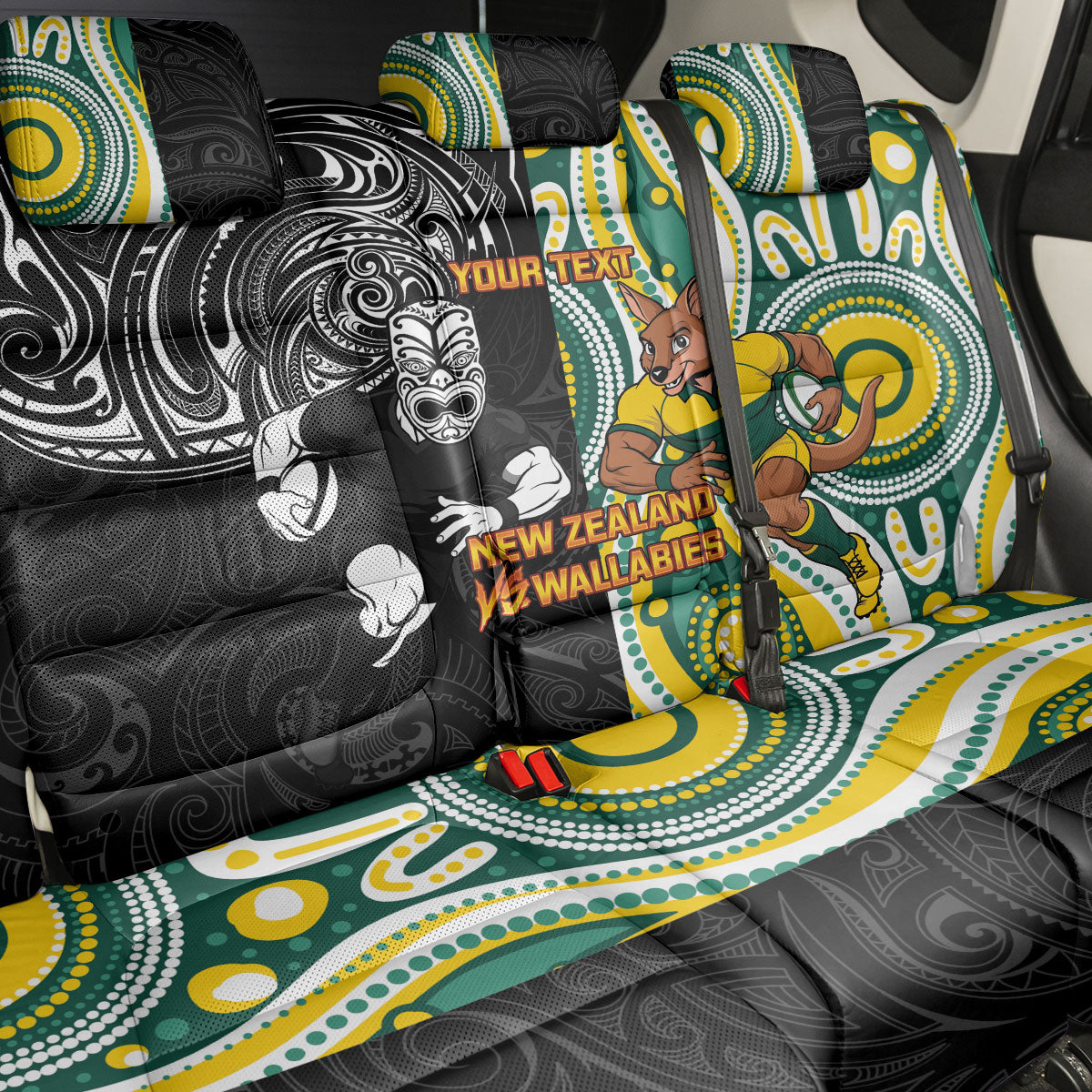 Custom Australia vs New Zealand Back Car Seat Cover Rugby Rivalry Two Nations One Battle LT9 - Polynesian Pride