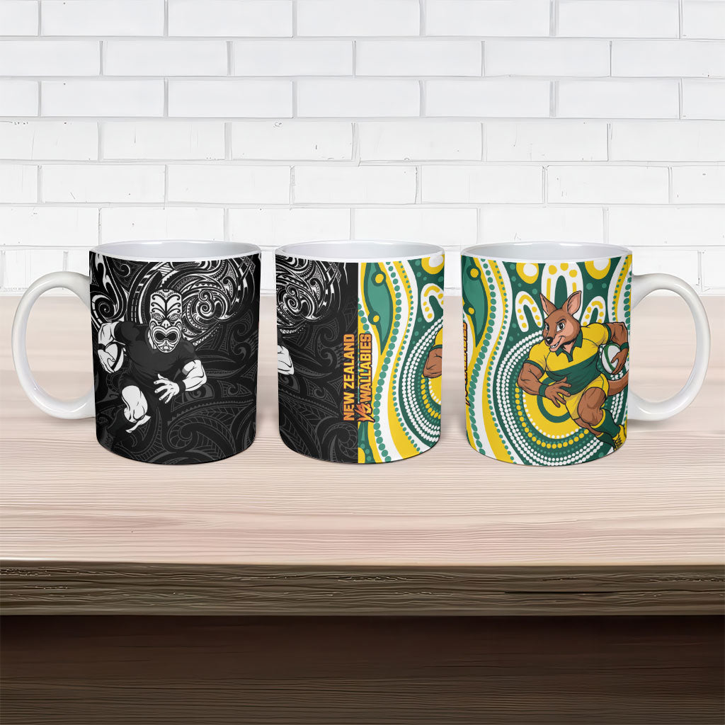 Australia vs New Zealand Ceramic Mug Rugby Rivalry Two Nations One Battle