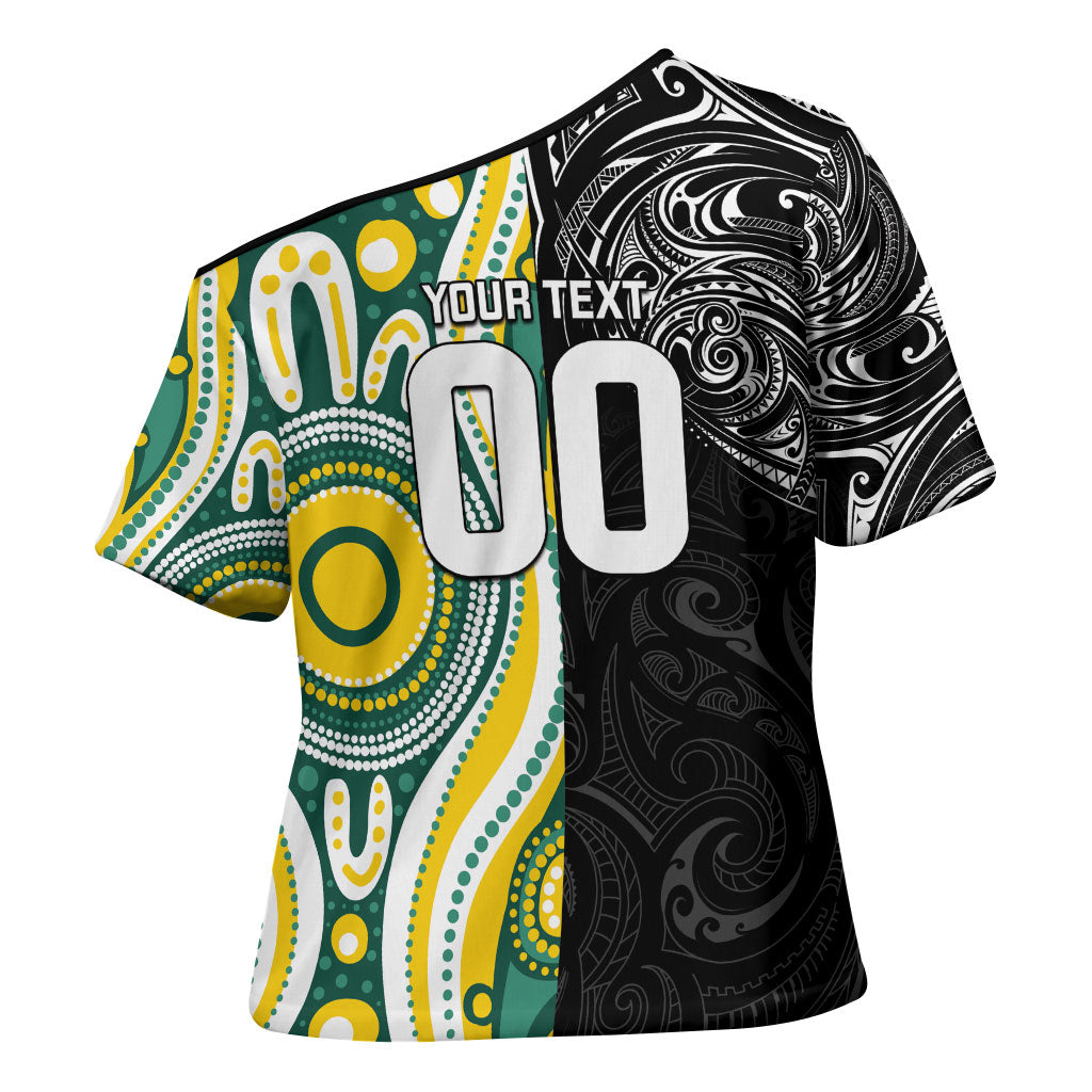 Custom Australia vs New Zealand Cross Shoulder Shirt Rugby Rivalry Two Nations One Battle