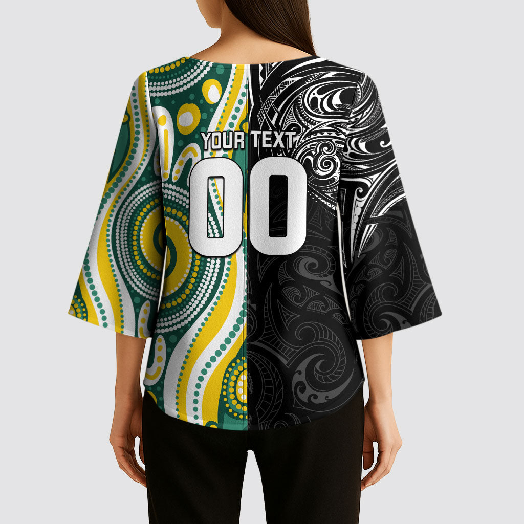 Custom Australia vs New Zealand Kimono Sleeve Blouse Rugby Rivalry Two Nations One Battle