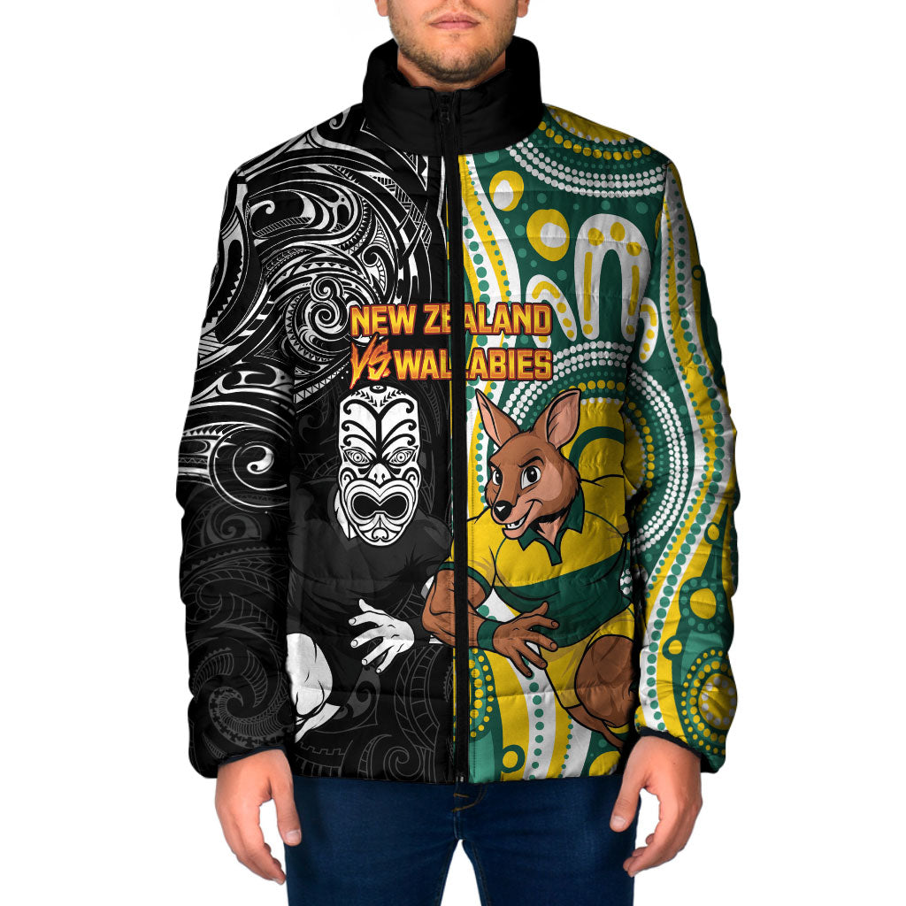 Custom Australia vs New Zealand Padded Jacket Rugby Rivalry Two Nations One Battle